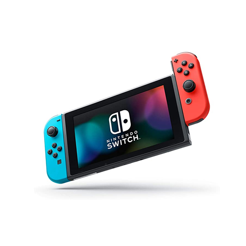  Nintendo Switch Extended Battery Life with Neon Blue and Neon Red Joy
